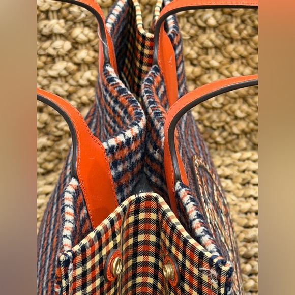 Tory Burch Ella Plaid Tote in the "Ember Glenn Plaid" - Picture 6 of 11